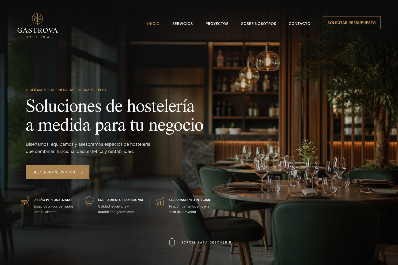 Ejemplo de landing page para hostelería y servicios